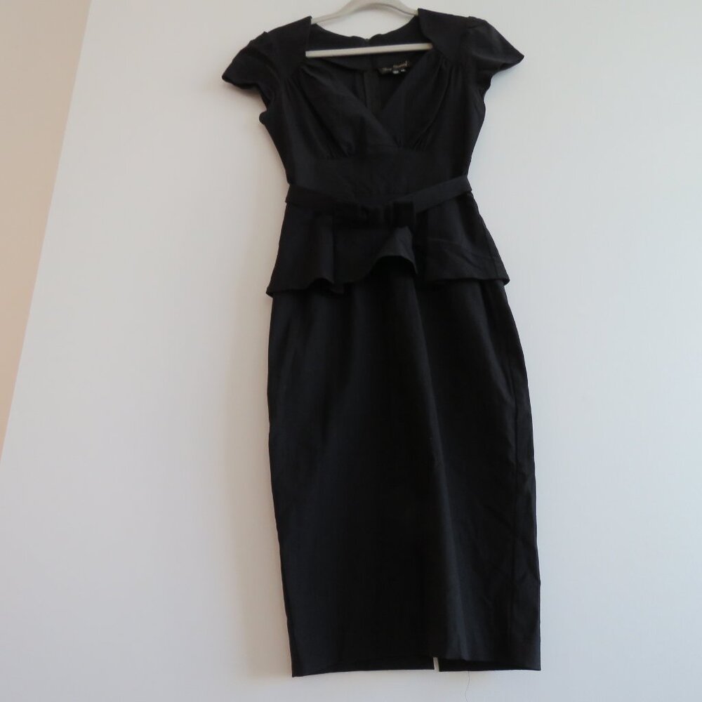 STOP STARING Black Obsession Sweetheart Peplum Retro Wiggle Dress 50s Rockabilly - Picture 8 of 14
